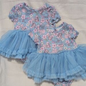Disney Baby Blue and Pink Floral Dress Twin Set
